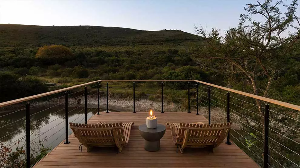 Bayethe tented camp deck overlooking waterhole