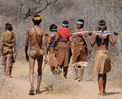 A-Bushman-family-walking-through-the-bush