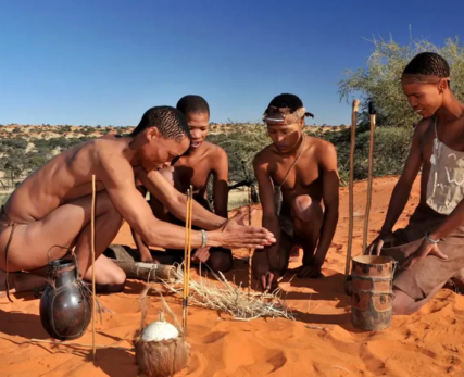 San-Bushmen-in-Namibia-making-a-fire